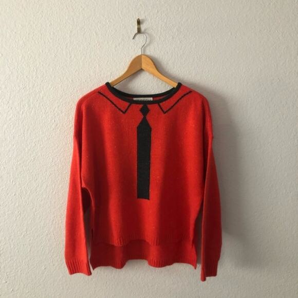 WILDFOX Red Dinner Party Vintage Tie Sweater NWT - Picture 1 of 5